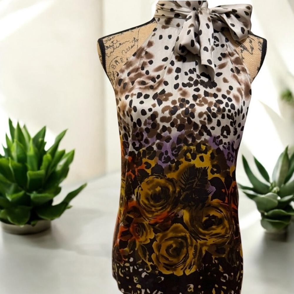 Guess by Marciano-Sleeveless Animal Floral Necktie Sash-L